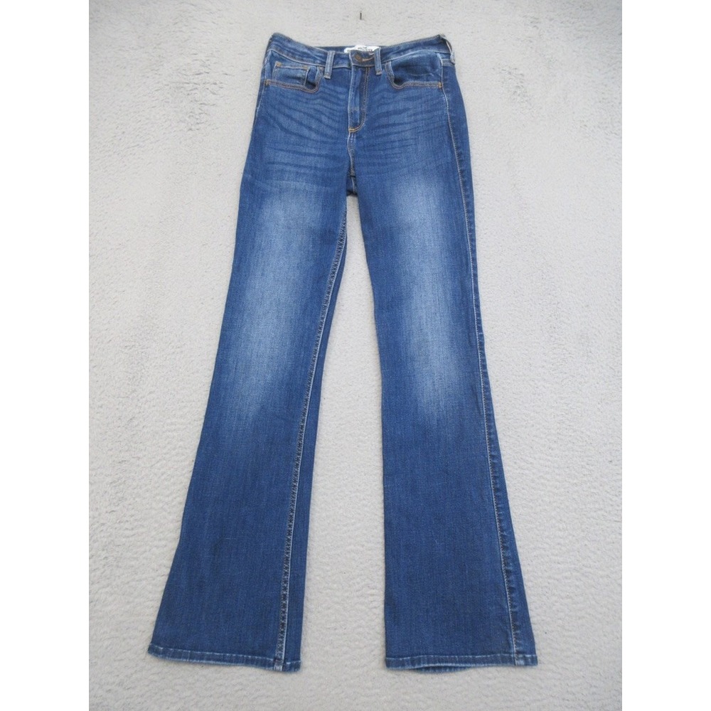 Hollister Y2K Flare Jeans Women 3R Blue Medium Wash Denim Preppy Boho Western